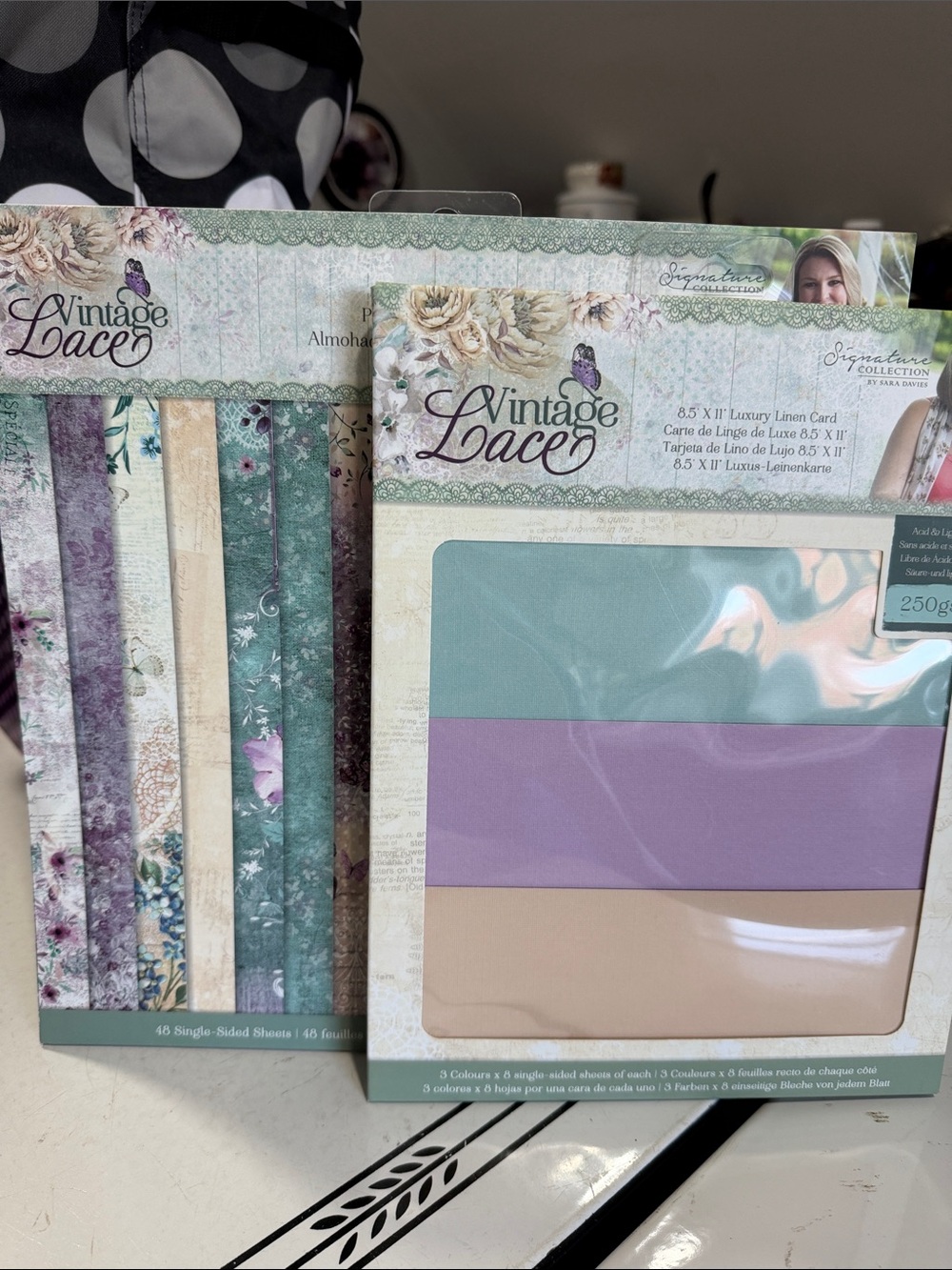 Crafters Companion Vintage Lace Paper Pad & Luxury Linen Card